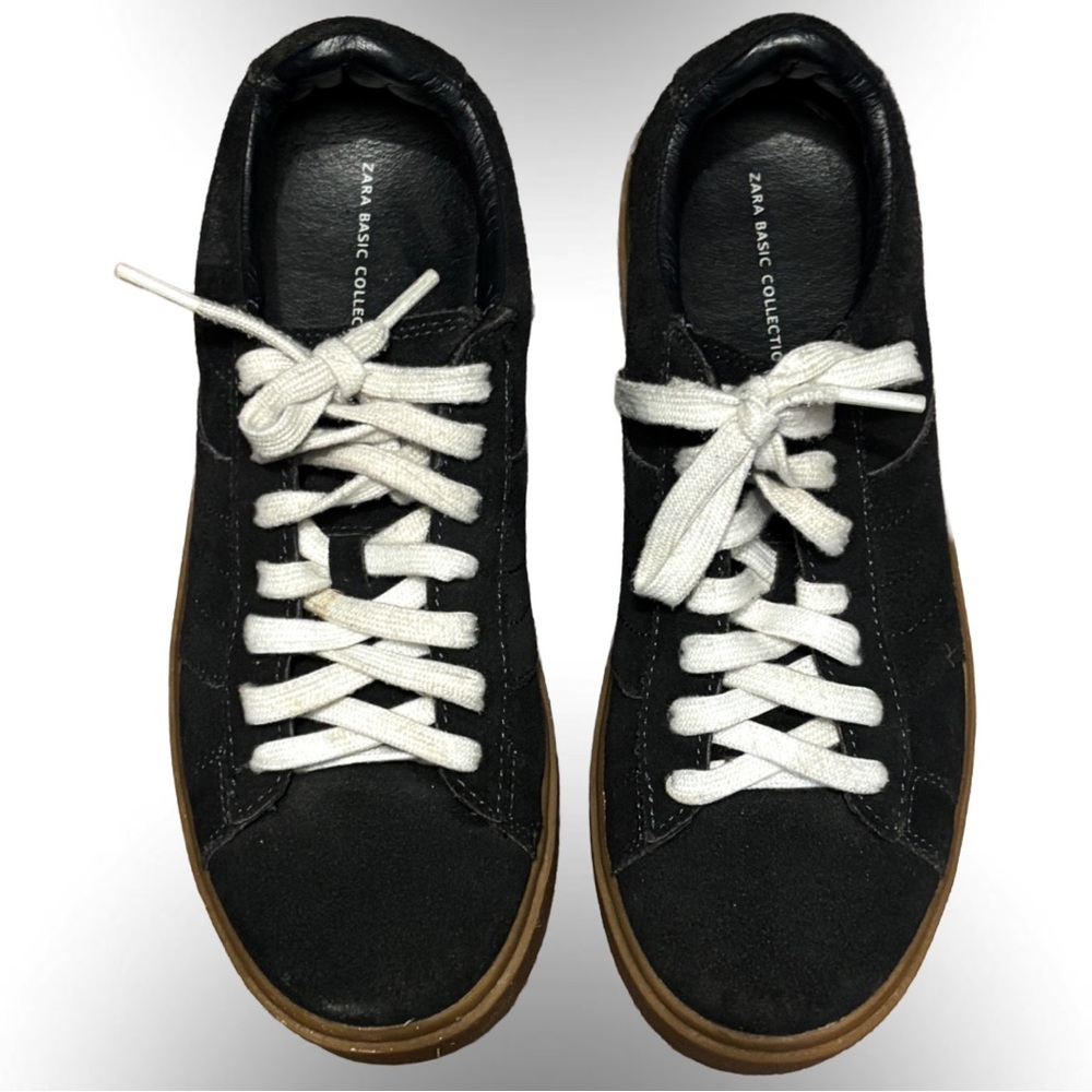 Zara Women’s Navy Suede Platform Sneakers